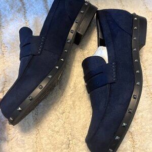 Charles by Charles David Women Blue Suede Loafer with Silver Detail in the sole